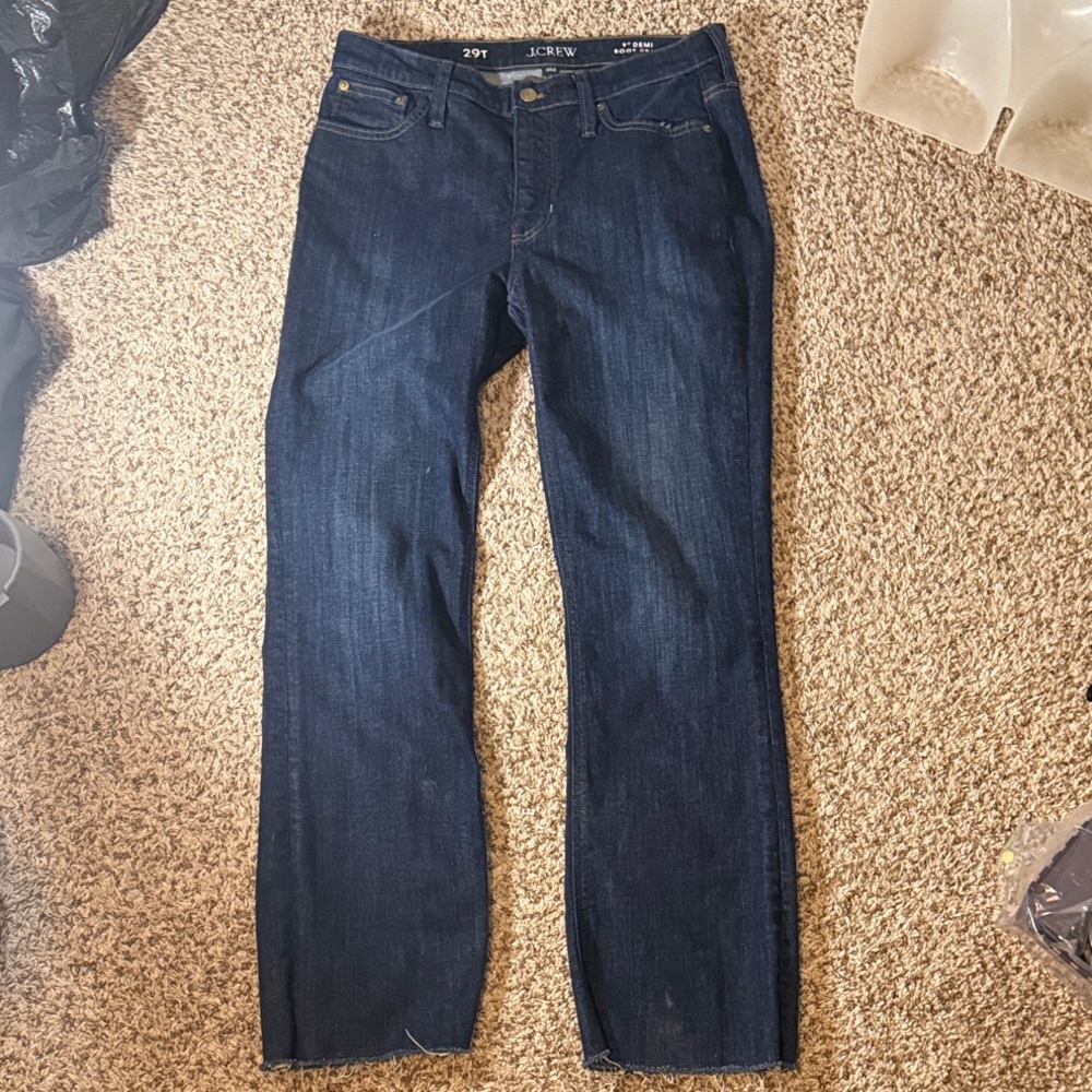 J. Crew Indigo Demi-Boot Crop Jeans Sz 29T b21